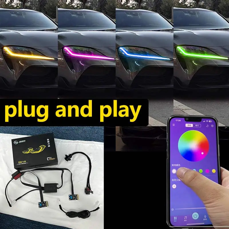 For Toyota Gr Supra A90 A91 Csl Yellow RGB Drl Daytime Running