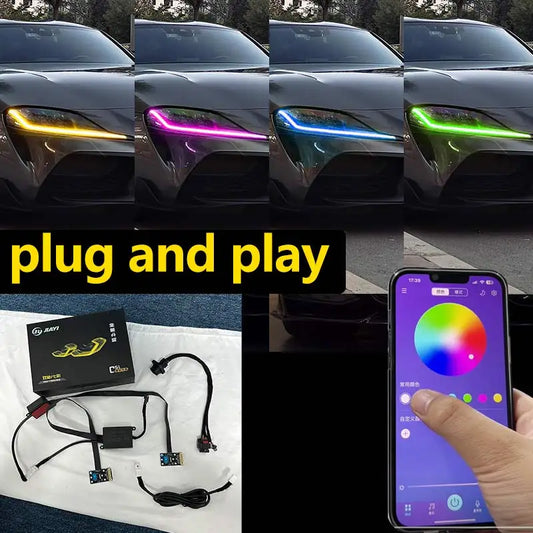 For Toyota Gr Supra A90 A91 Csl Yellow RGB Drl Daytime Running