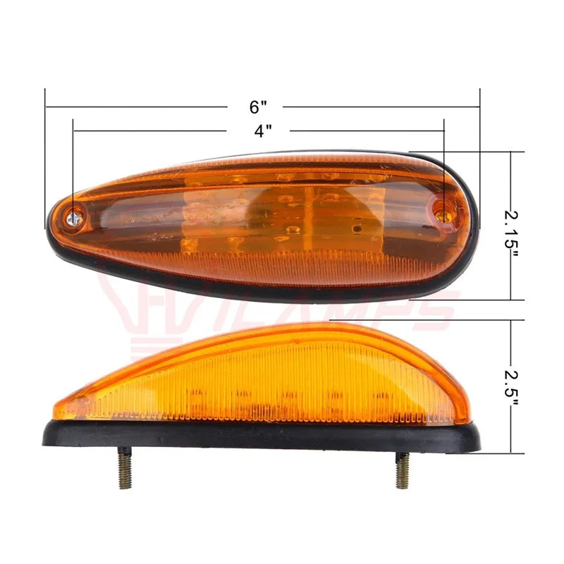 5X Amber Trailer Truck Bus 3LED Cab Roof Marker