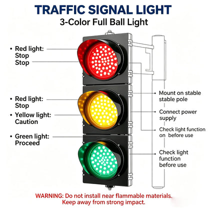 Waterproof Traffic Signal Red Yellow Green Indicator Outdoor Road