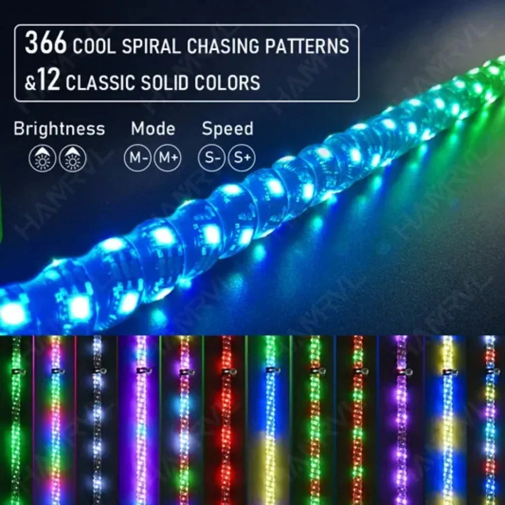 For Offroad Sand Rails Buggies Sxs 2PCS 5FT Whip RGB Waterproof