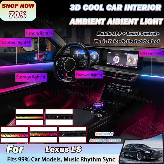 For Lexus Ls LED Interior Ambient Strip RGB Fiber Optic