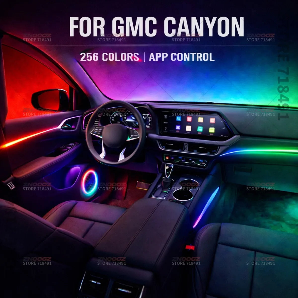 For GMC Canyon 22IN1 RGB Interior Acrylic Ambient RGB Hidden