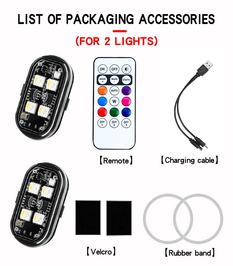 6PCS RGB Strobe Motorcycle Flash Position Wireless Aircraft