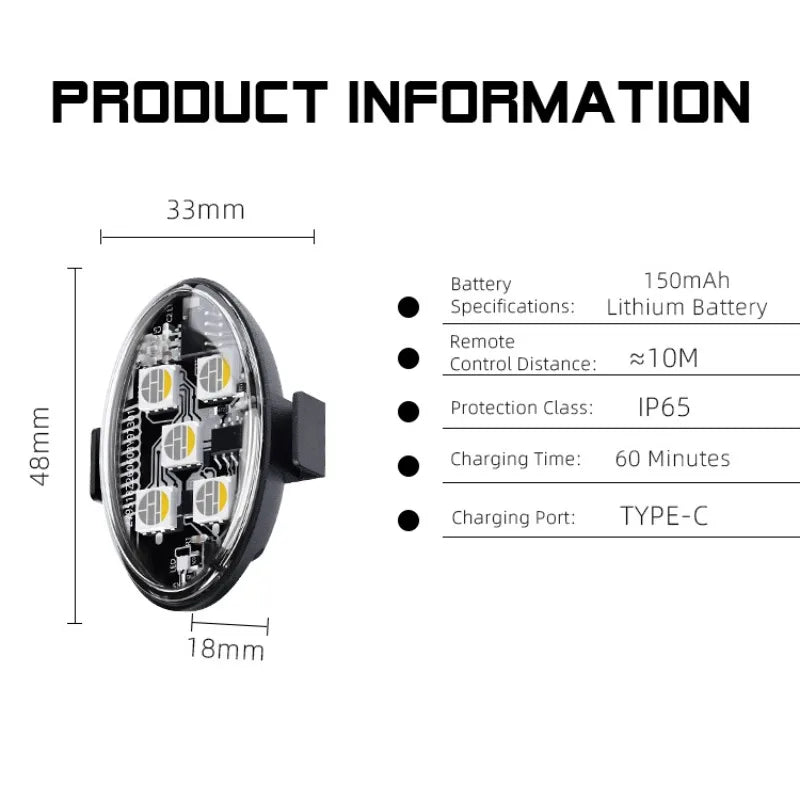 For Bicycle E-Scooter Motorcycle Helmet Safety Wireless RGB