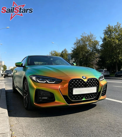 Wrapping Foil Rainbow Chrome Matte Green Gold Vinyl Wrap
