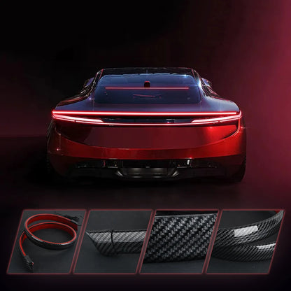 Car Spoiler Third Brake Light Turn Signal DRL Red LED Strip Rear Wing Exterior Part Trunk Tail Lip Lamp For Audi Golf To