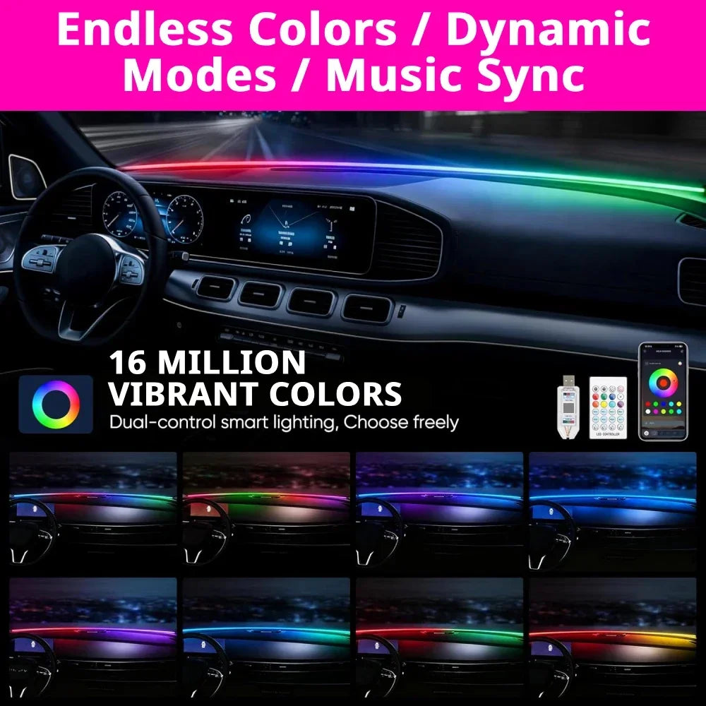 Windshield Ambient Strip Inch RGB Remote APP Music Sync