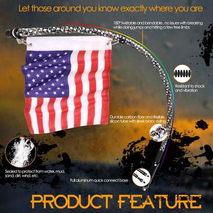 Antennas Truck RGB Chasing Flag Loyolights Antena Whip Flexible