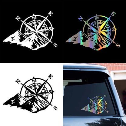 Laser Sticker Mountain Compass Fashion Body Decal Colorful Rear