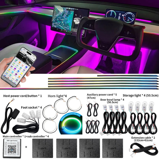 Car Accessories LED Ambient Light Interior Decoration Product Symphony Full Colors Streamer Hidden Acrylic Strip For BMW