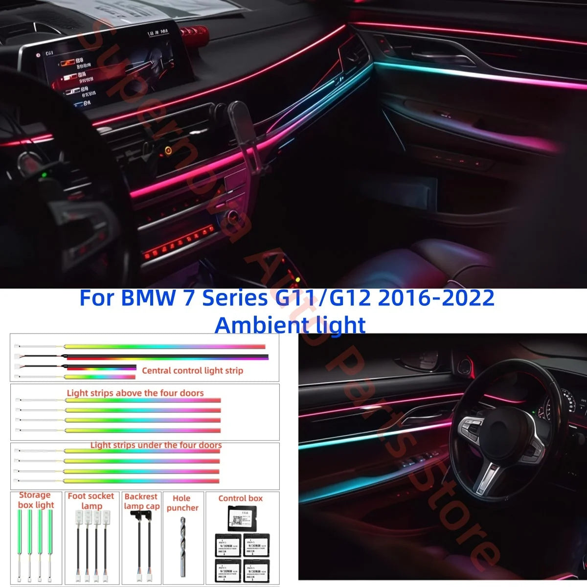 For BMW 7 Series G11 G12 2016-2022 Ambient Interior Lighting