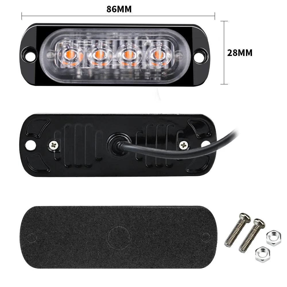 4X 4LED Warning Grill Breakdown Truck Trailer Beacon Amber