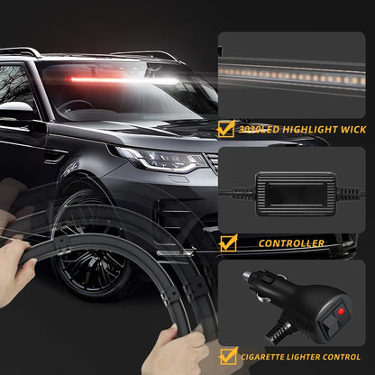 48LED Strobe Front Rear Windshield Emergency Flashing Warning