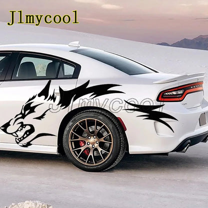 2PC Large Size Stickers Coyote Wolf Grunge Design Vinyl