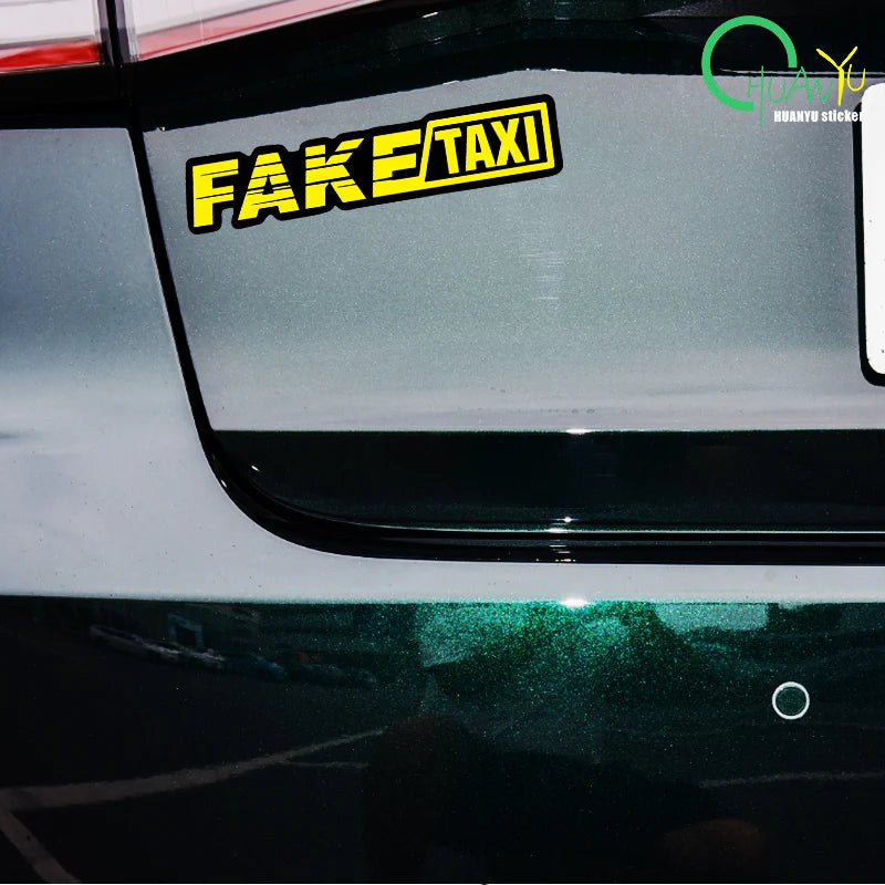 Yellow Fake Taxi Logo Pvc Waterproof Window Laptop Trunk