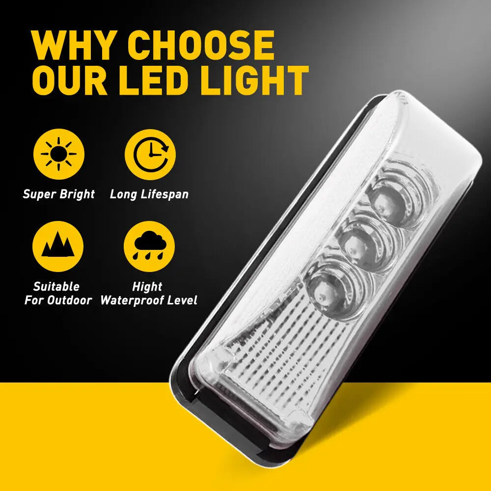 2PCS Truck Outline Side Marker Trailer 3LED Front Rear