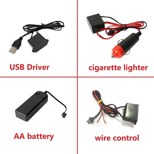 Neon Interior Lighting Strips Cigarette Drive Wire Control USB