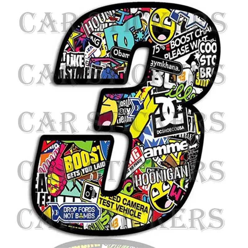 Numbers Vinyl Rear Window Stickers off-road Stylish Skull Color