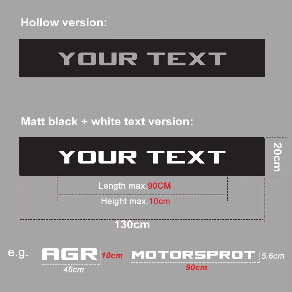 Front Windshield Sticker Custom Text Decor Decal Vinyl Customized