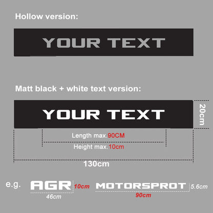 Front Windshield Sticker Custom Text Decor Decal Vinyl Customized