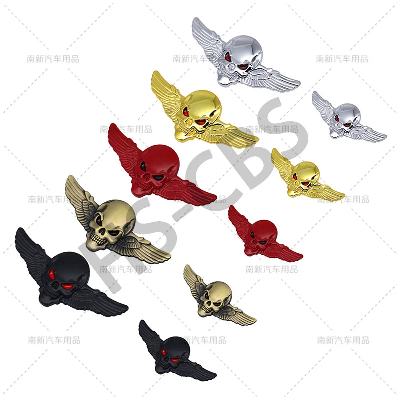 Metal 3D Skull Head Wing Totem Badge Rear Trunk