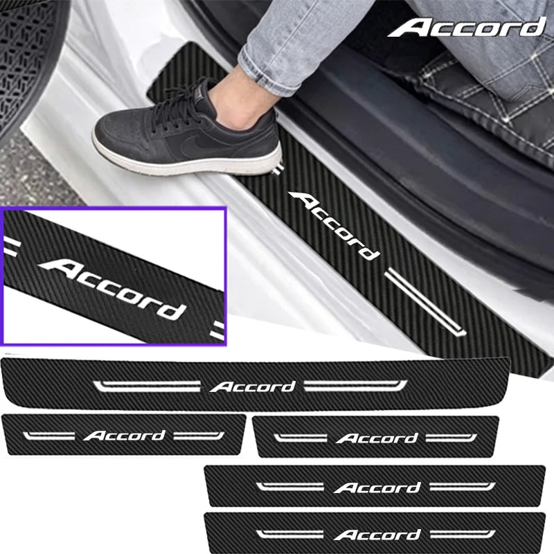 For Honda Accord Trunk Bumper Decals Carbon Fiber Door Sill
