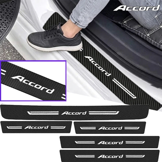 For Honda Accord Trunk Bumper Decals Carbon Fiber Door Sill