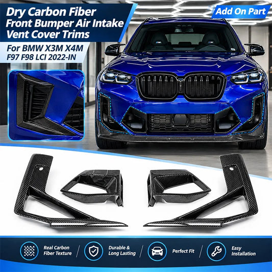 For BMW X3M X4M F97 F98 Dry Carbon Fiber Front Bumper Air Intake