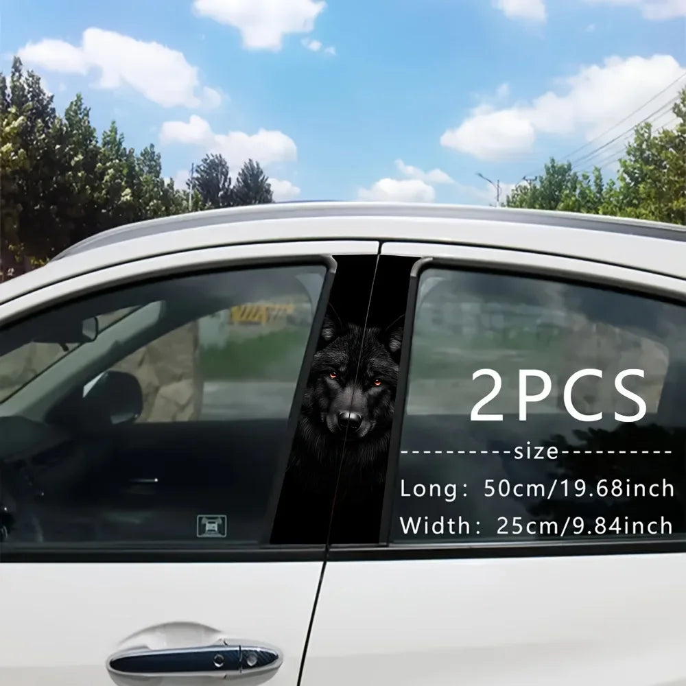 2-piece Strong Wolf Face Vinyl Decal Disposable Exterior Trim