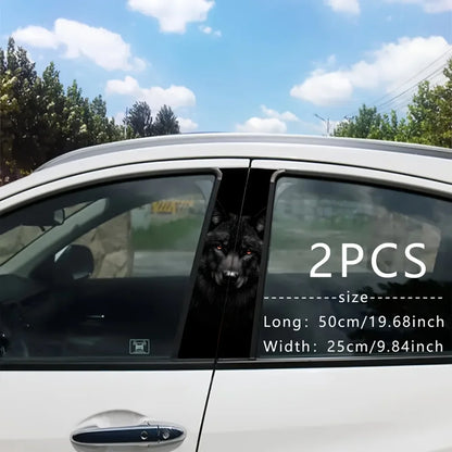 2-piece Strong Wolf Face Vinyl Decal Disposable Exterior Trim