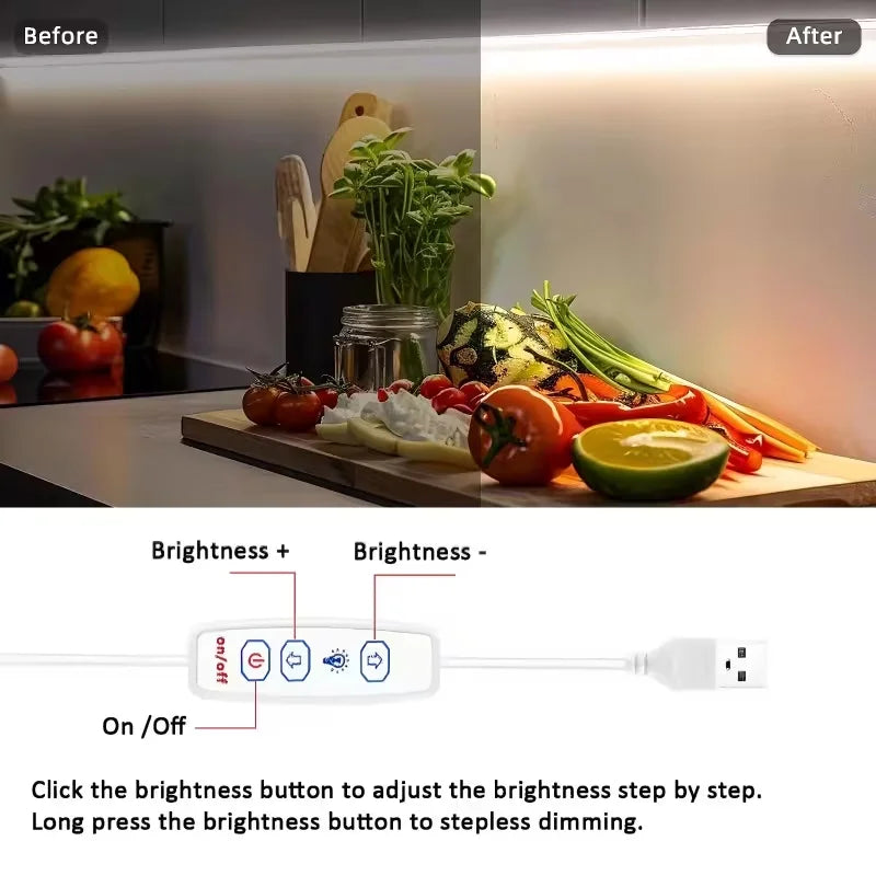 For Space Lighting Cabinet Kitchen Roll Strip three-key Dimmer