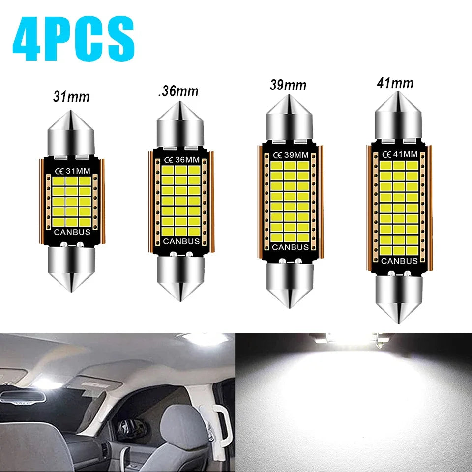 For Auto Interior Lamp Dome Read 4X Golden Festoon C5W Bulb 31MM