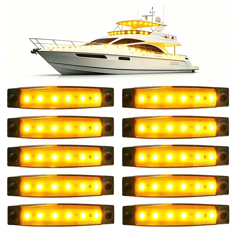 For Trailer Lorry 10P 12V 24V Yellow Boat Navigation Side
