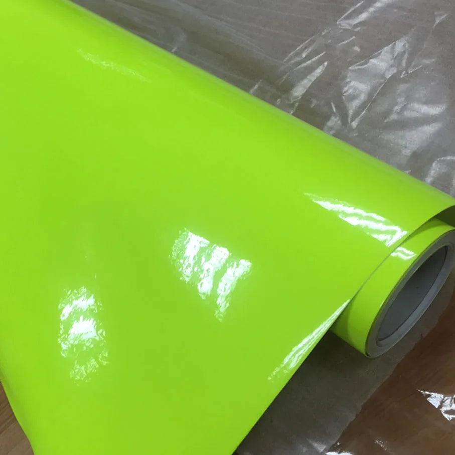 58x152cm Fluorescent Yellow Glossy Vinyl Wrap Film Sticker Air