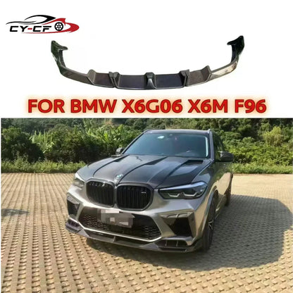 For BMW F96 X6M 2019-2022 Bumper Carbon Fiber Front Lip Spoiler