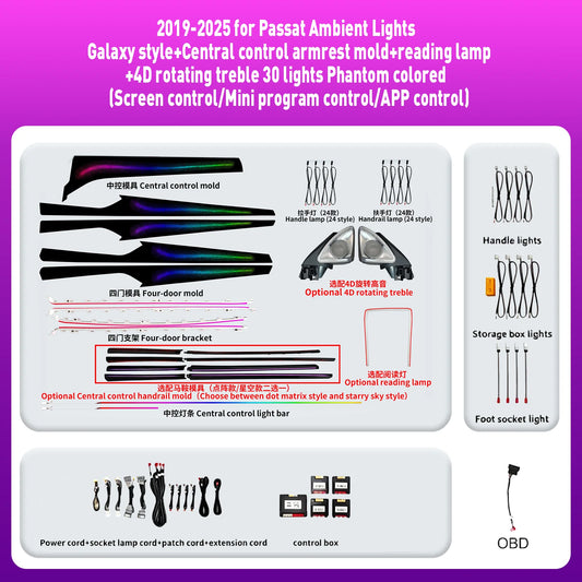 For Volkswagen Passat 2019-2025Y Dynamic Color Changing Ambient