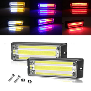 2PCS Cob Warning Emergency Front Grille Flashing Strobe Amber