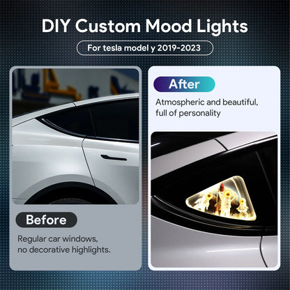 For Tesla Model 3 Y 2017–2024 RGB Rear Window Triangle Ambient