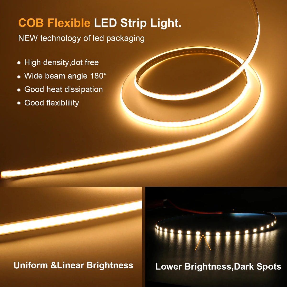 3MM 5MM 8MM Width Cob Strip 5V 12V 24V