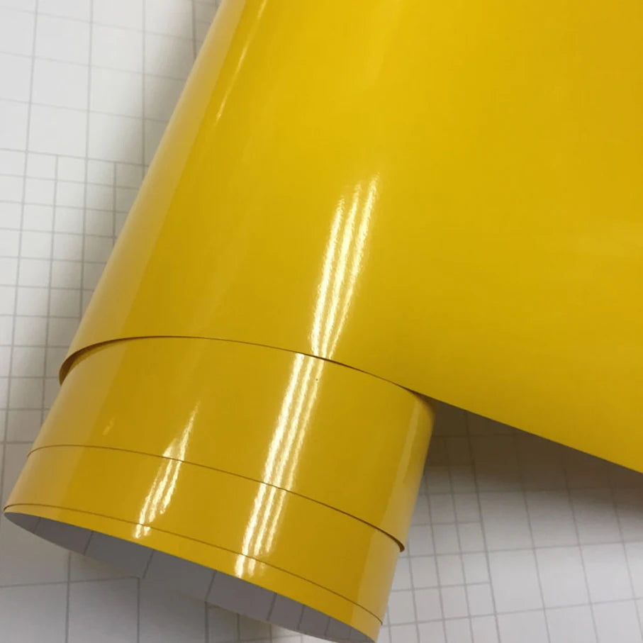 Sizes Gloss Yellow Vinyl Film Super Shiny Glossy Wrapping