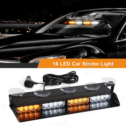 For Flash Warning Lamp Front Windshield Strobe Bar Amber White