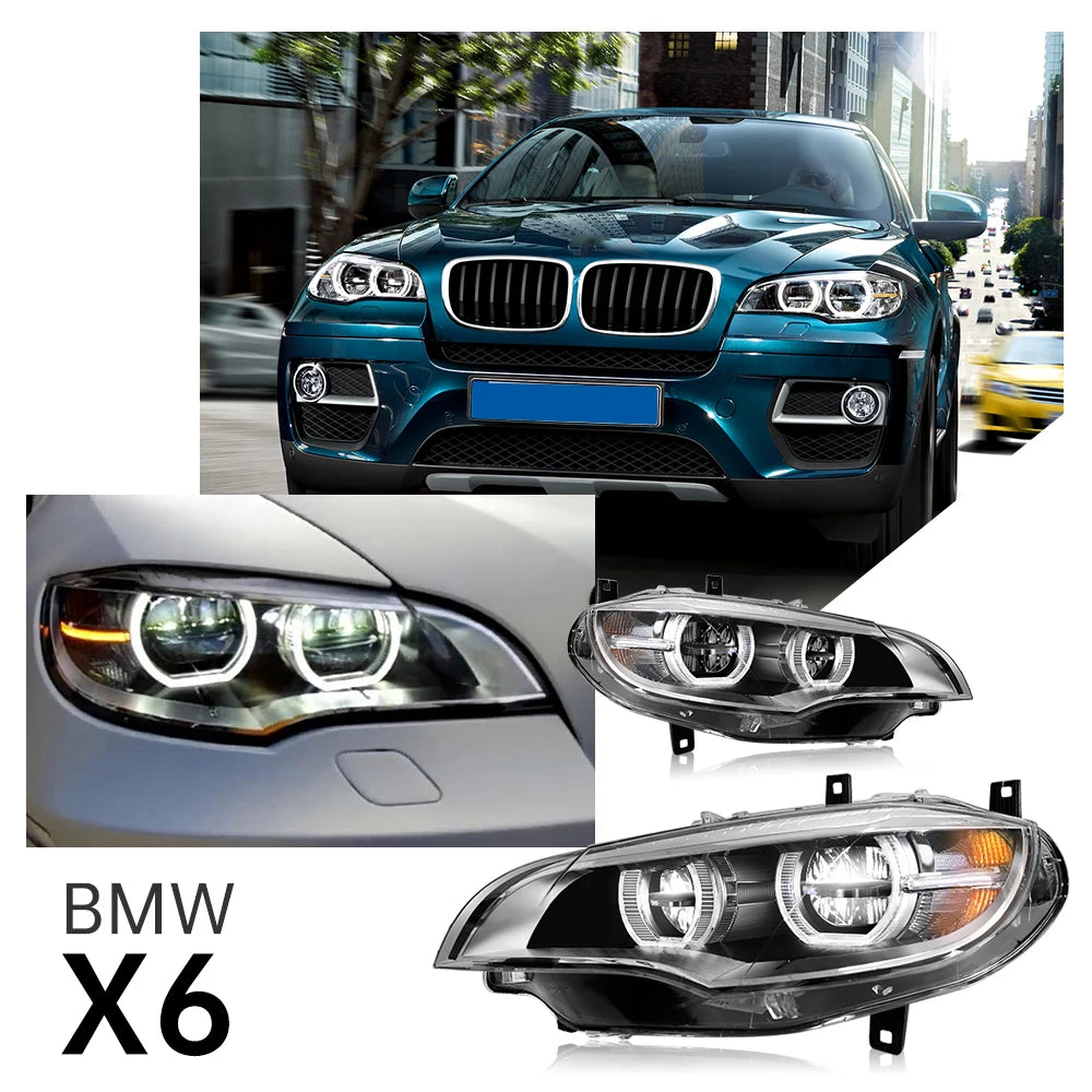 For BMW X6 E71 Headlight 2007-2013 Head Full Lamps Drl Projector