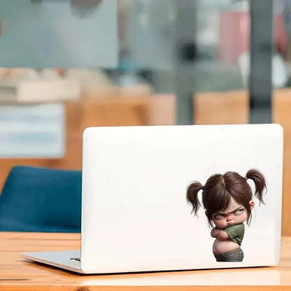 13x15cm Angry Girl Sticker self-adhesive Vinyl Decal Scratch
