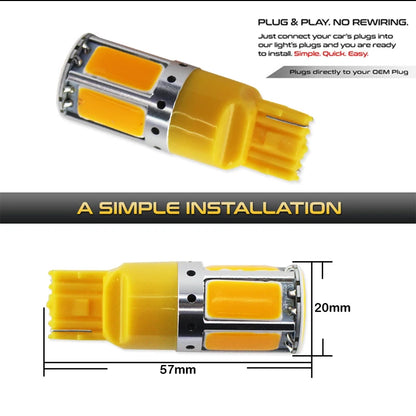 For Front Or Rear Turn Signal No Resistor Need Amber Yellow