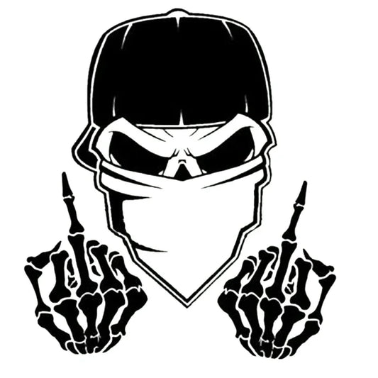 Sticker Window Decal Truck Outdoor Skull F U Middle