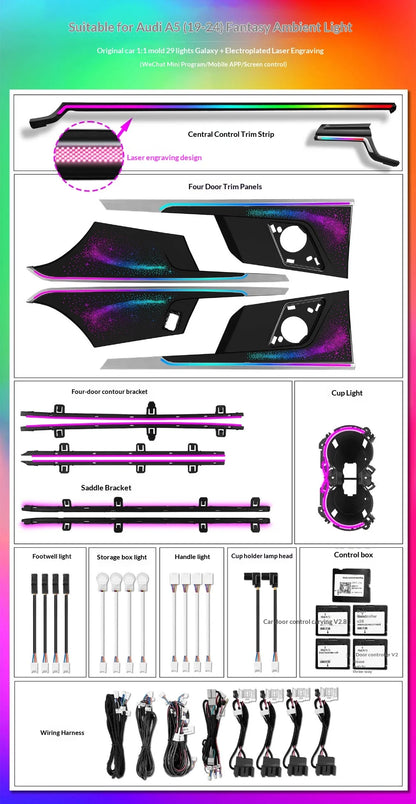 For Audi A4 A5 S5 B9 Ambient Interior Atmosphere Lighting No