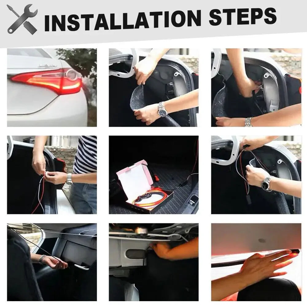 Colorful Rear Brake Strip Mount Stop Turn Signal Running