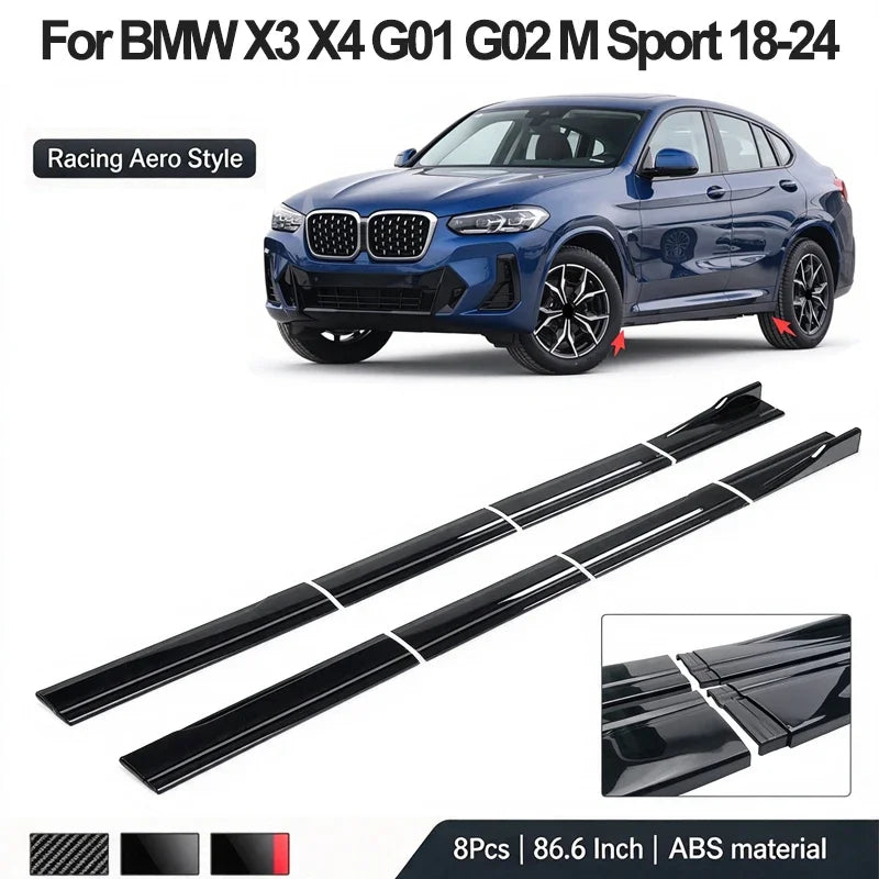 For BMW X3 X4 G01 G02 86.6inch 2.2m Side Skirt Extension Lip M