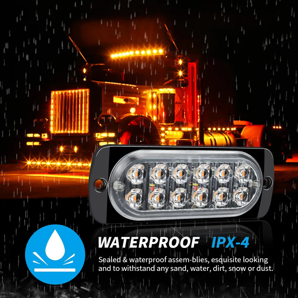 2PCS Strobe Lightbar Flashing Warning Grille Signal Truck Side